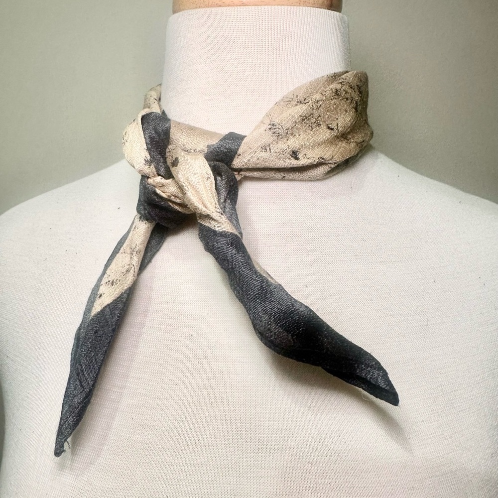 Abstract Charcoal & Cream Silk Neck Scarf